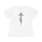 Women's Floral Cross Dark Pallete Cotton Tee — Delicate Vine Cross Graphic