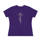 Women's Floral Cross Cotton Tee — Delicate Vine Cross Graphic
