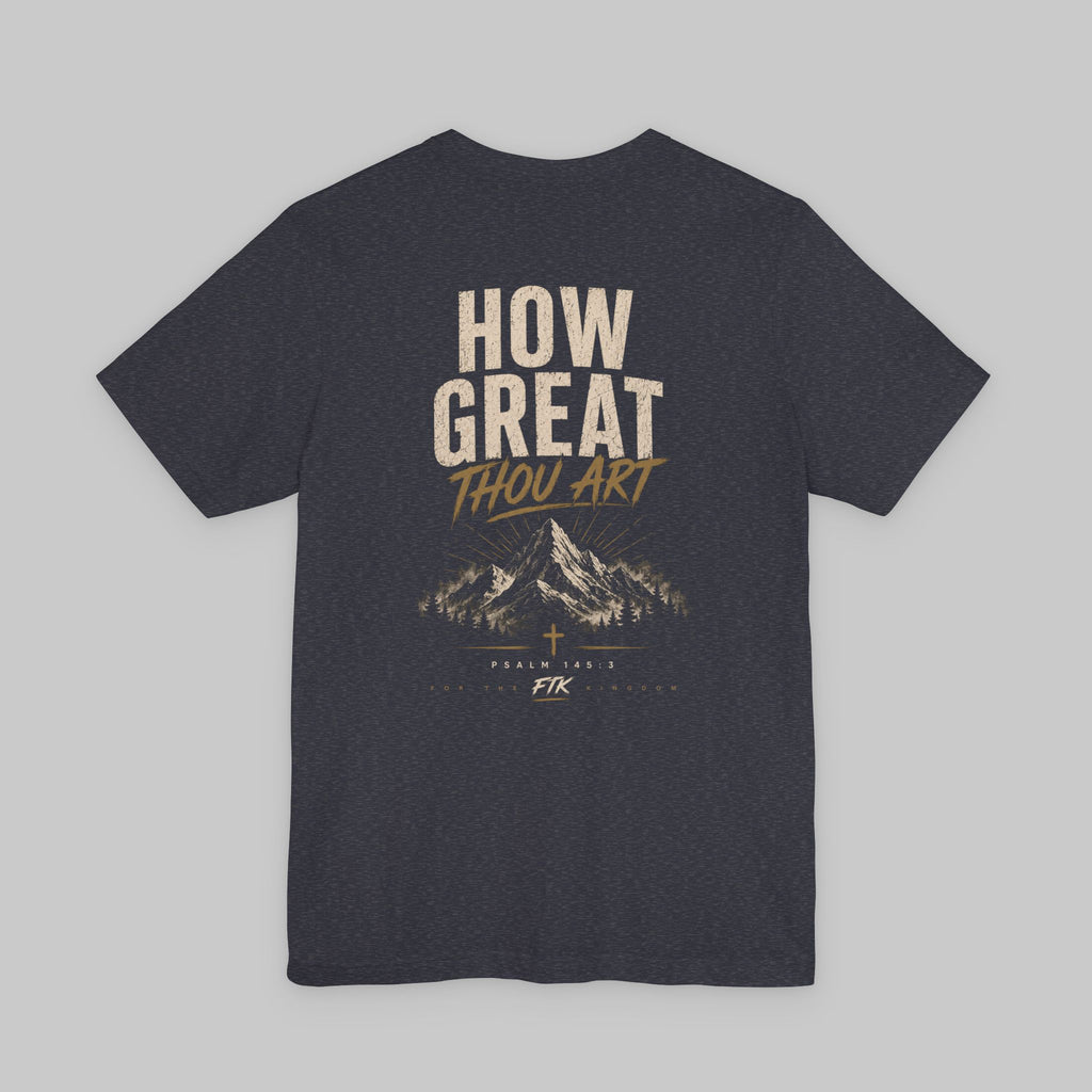 How Great Thou Art T-Shirt — Christian Cross & Mountain Worship Tee