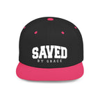SAVED BY GRACE — Flat Bill Snapback Hat — Bold Faith Statement Cap