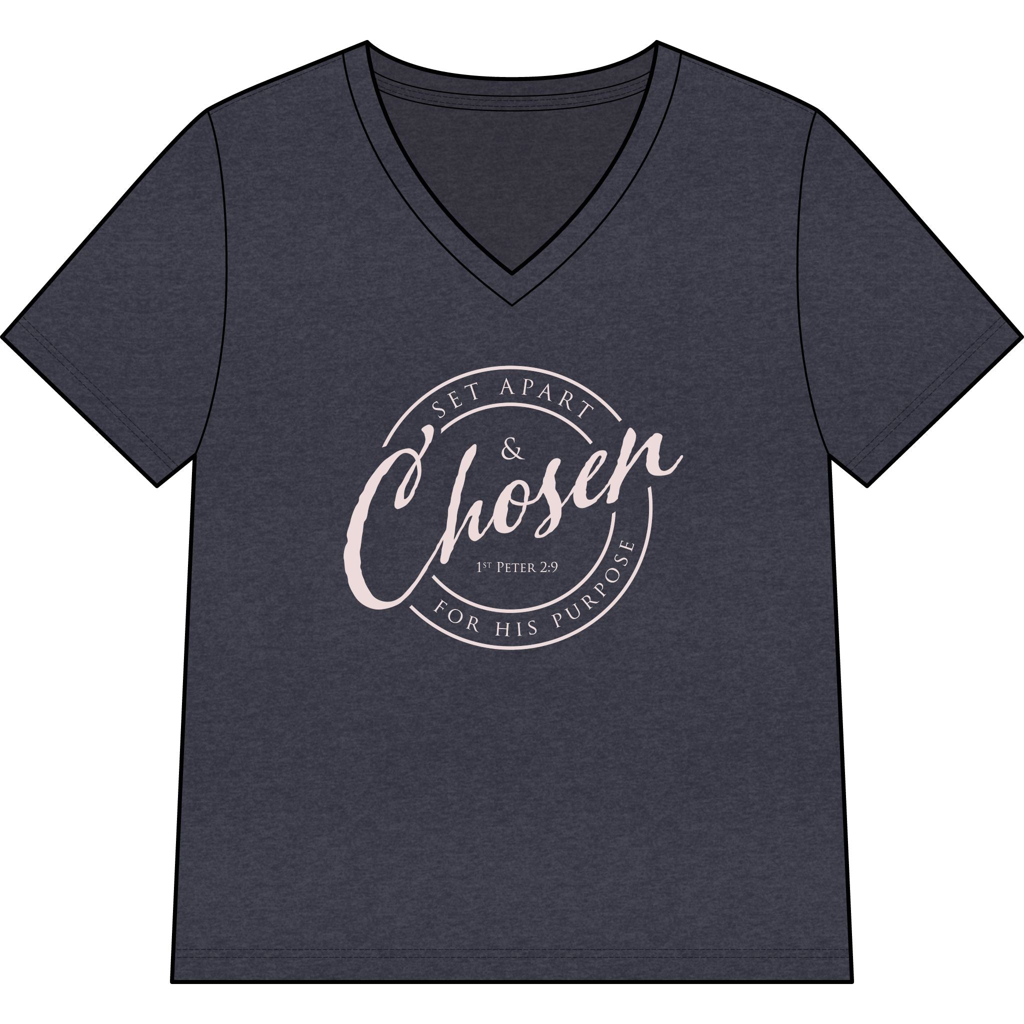Chosen — Pale Pink — Christian Women's V-Neck Tee
