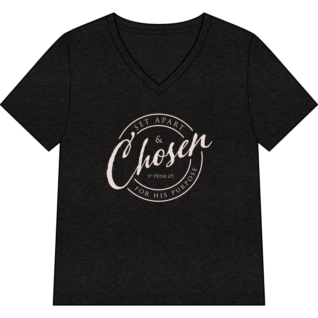 Chosen — Pale Pink — Christian Women's V-Neck Tee