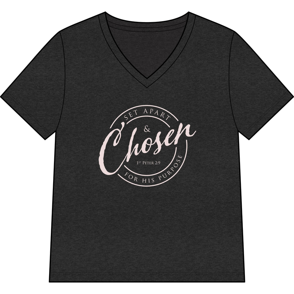Chosen — Pale Pink — Christian Women's V-Neck Tee
