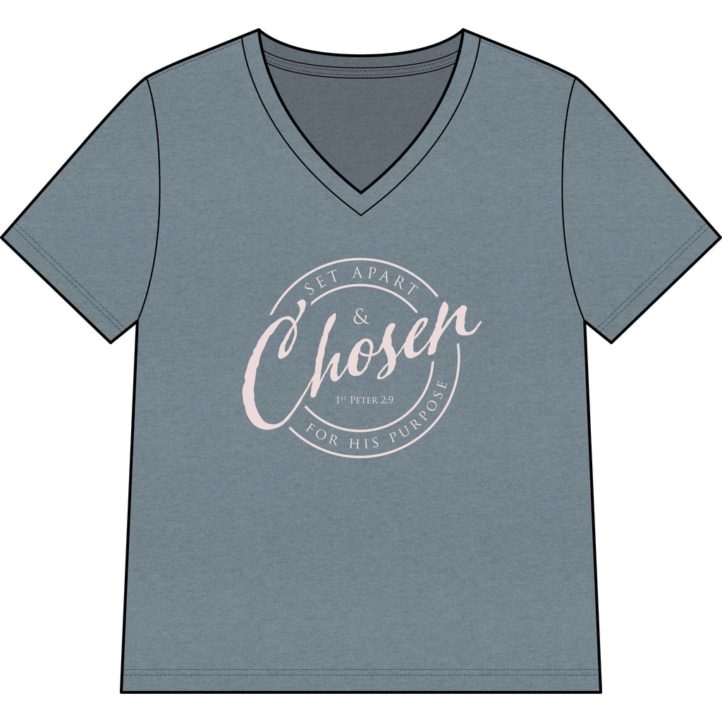Chosen — Pale Pink — Christian Women's V-Neck Tee