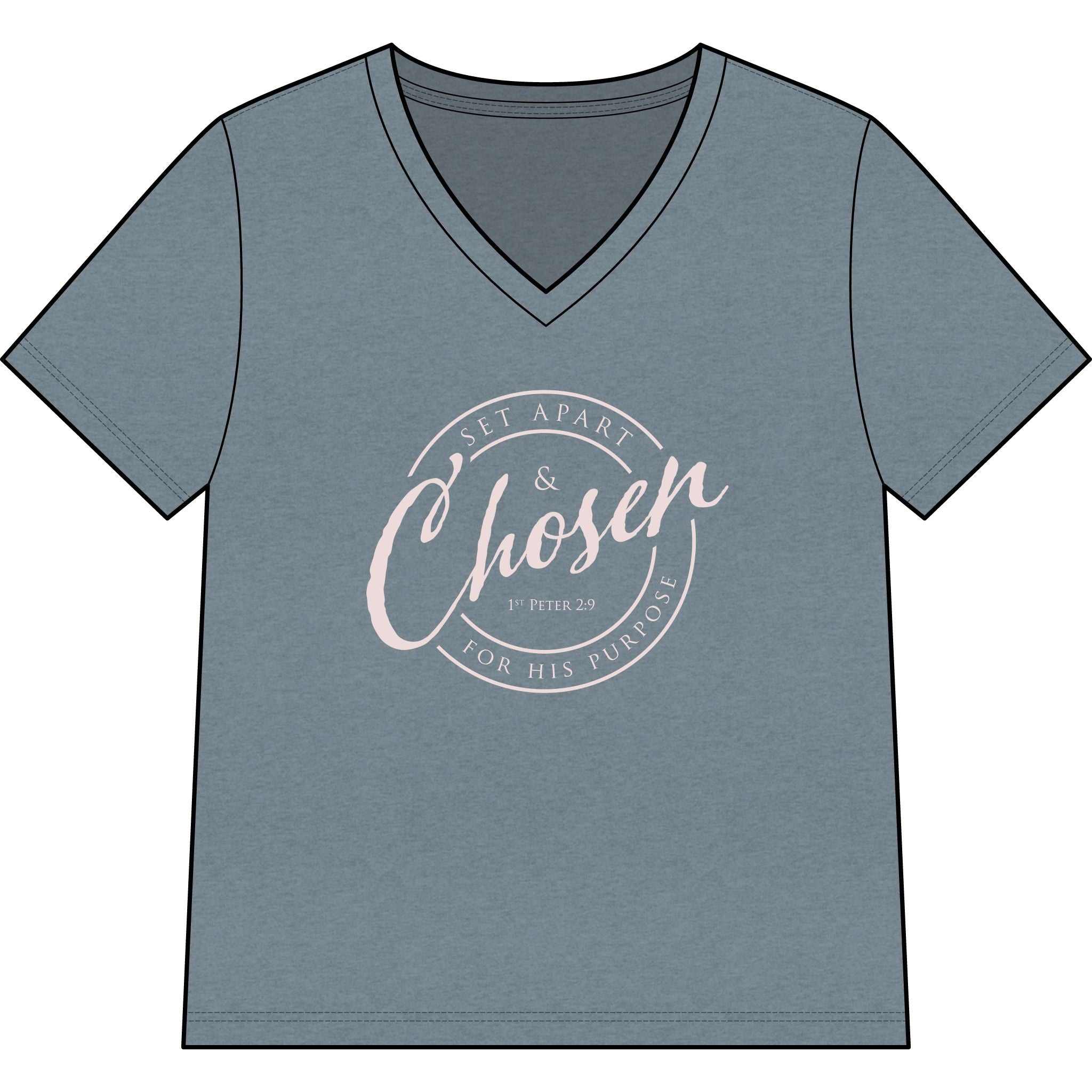 Chosen — Pale Pink — Christian Women's V-Neck Tee