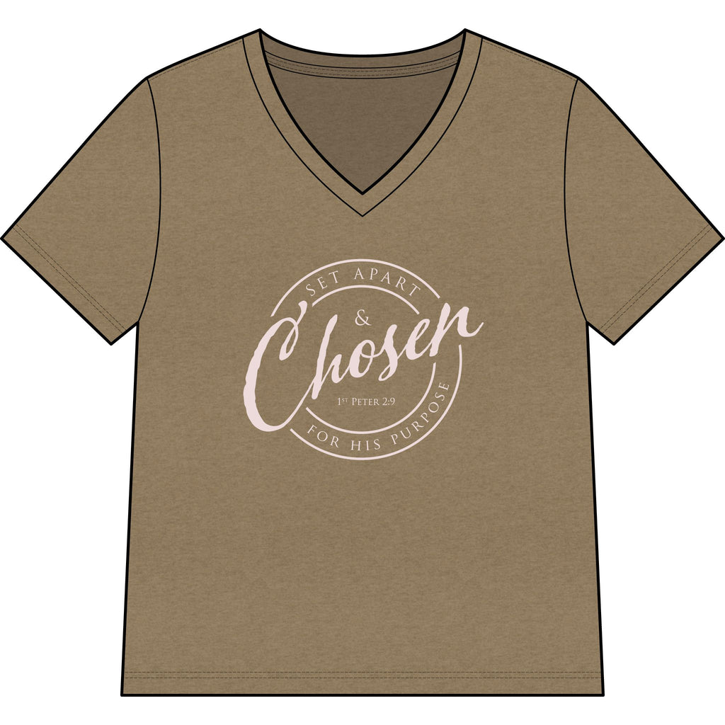 Chosen — Pale Pink — Christian Women's V-Neck Tee