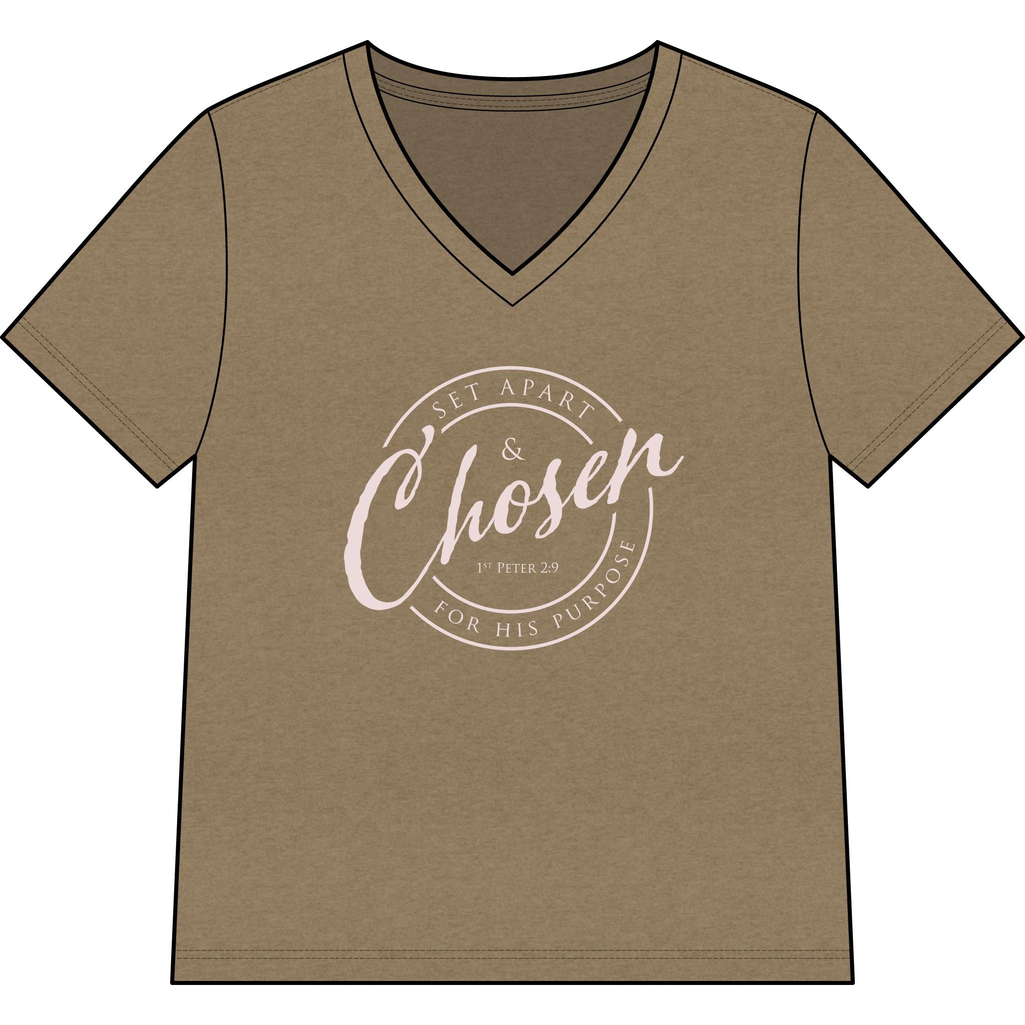 Chosen — Pale Pink — Christian Women's V-Neck Tee