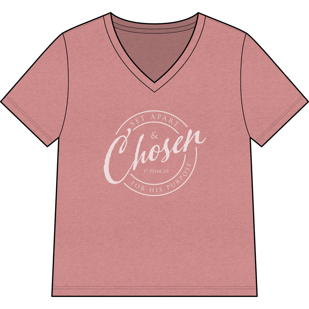 Chosen — Pale Pink — Christian Women's V-Neck Tee