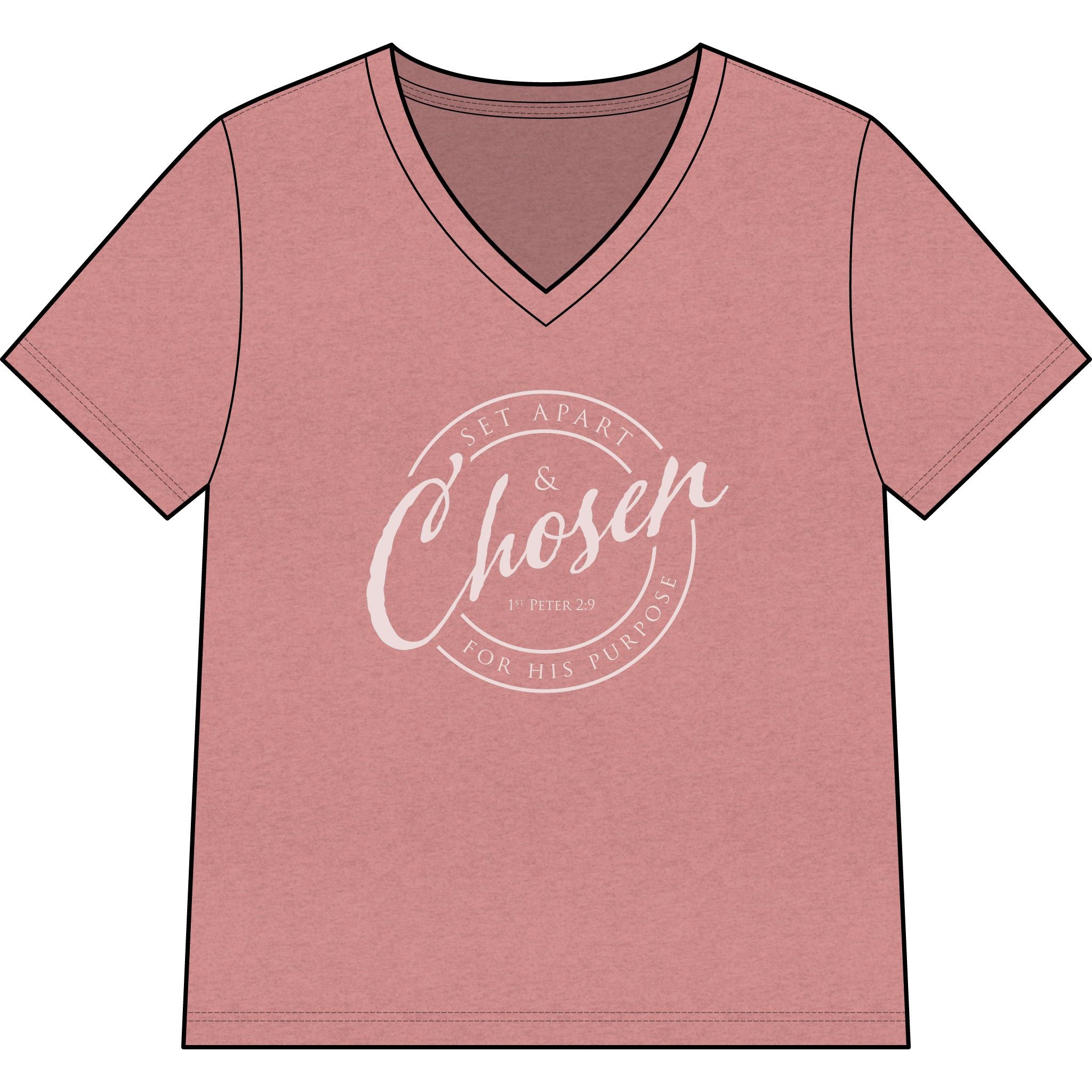 Chosen — Pale Pink — Christian Women's V-Neck Tee