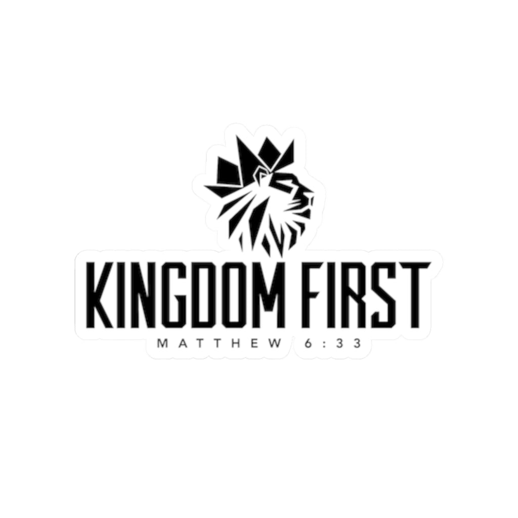 Kingdom First Sticker — Matthew 6:33 Christian Lion Decal