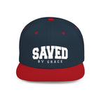 SAVED BY GRACE — Flat Bill Snapback Hat — Bold Faith Statement Cap