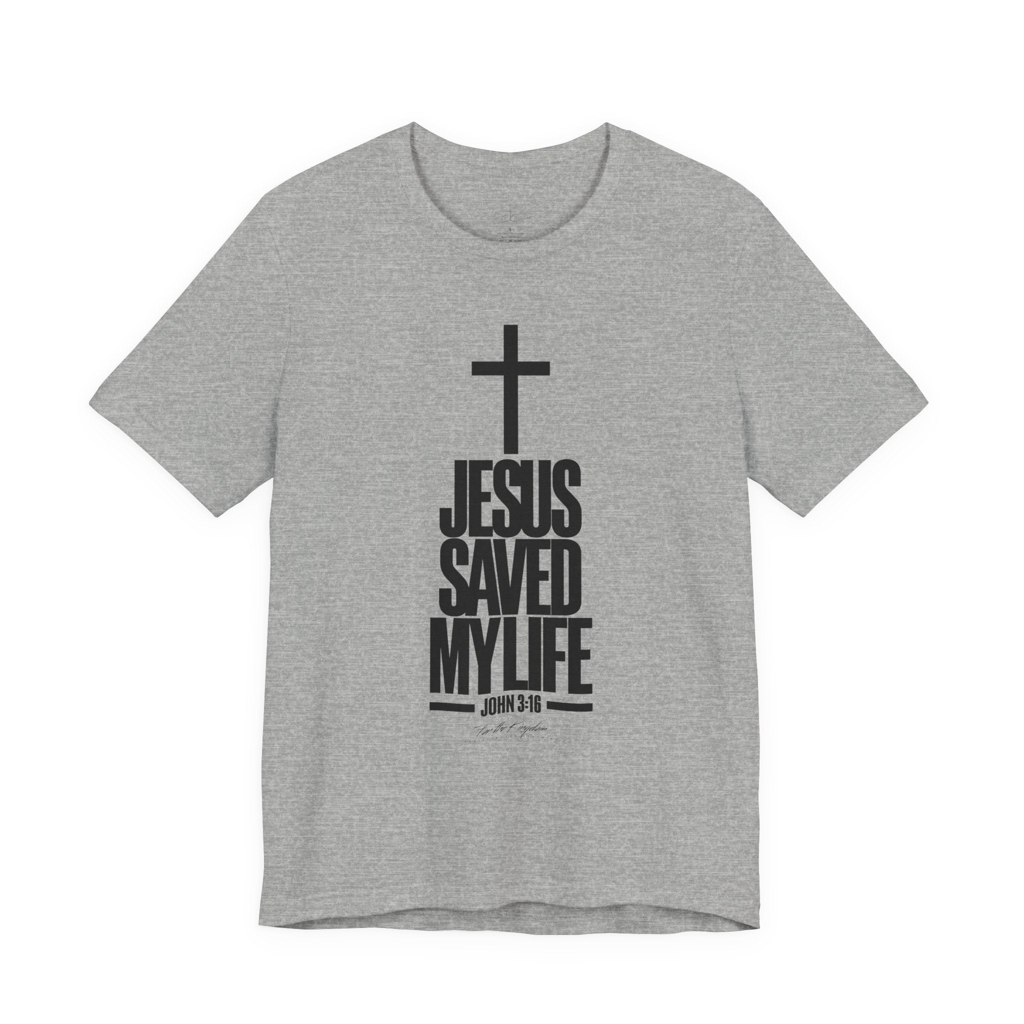 Jesus Saved My Life Dark Pallete Tee — Christian Cross Faith Shirt (John 3:16)
