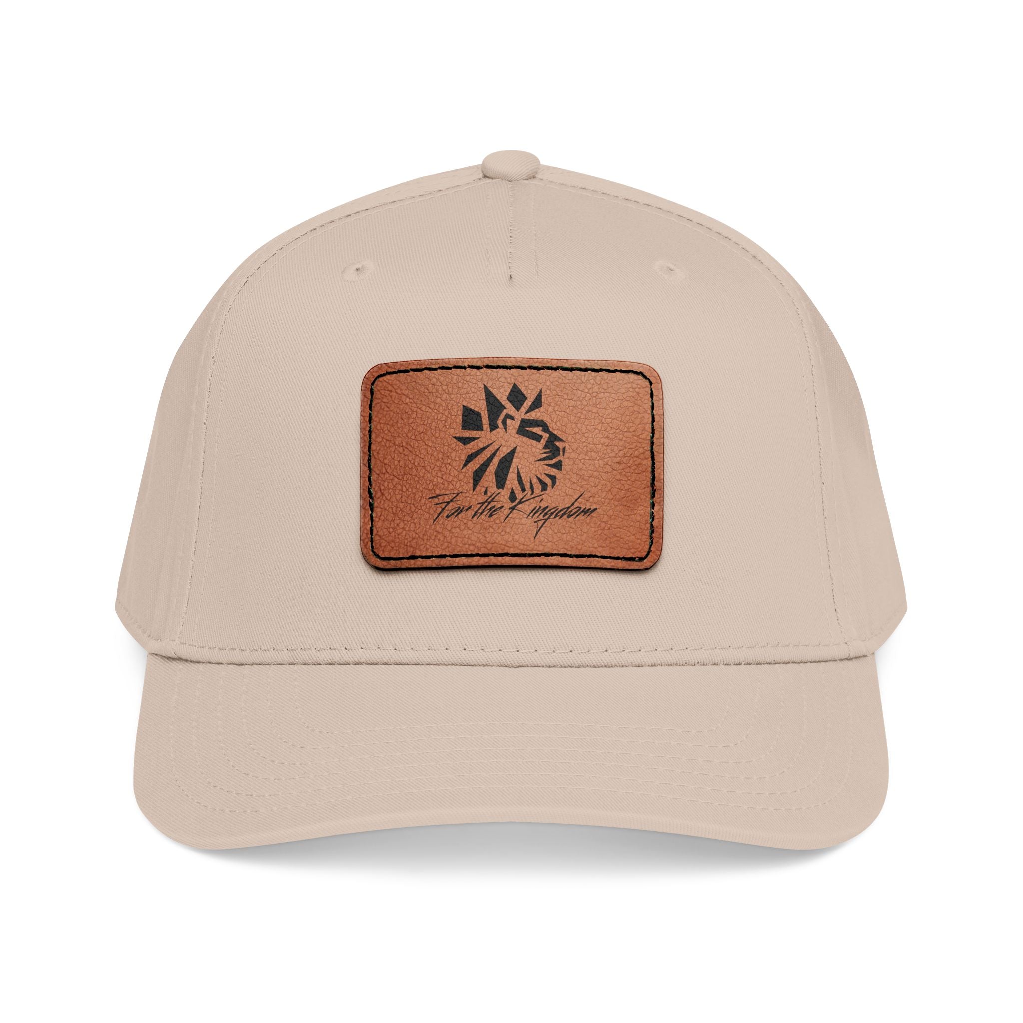 FTK Lion of Judah Leather Patch Baseball Cap — Mid Profile Rustic Outdoor Hat with Rectangle Patch