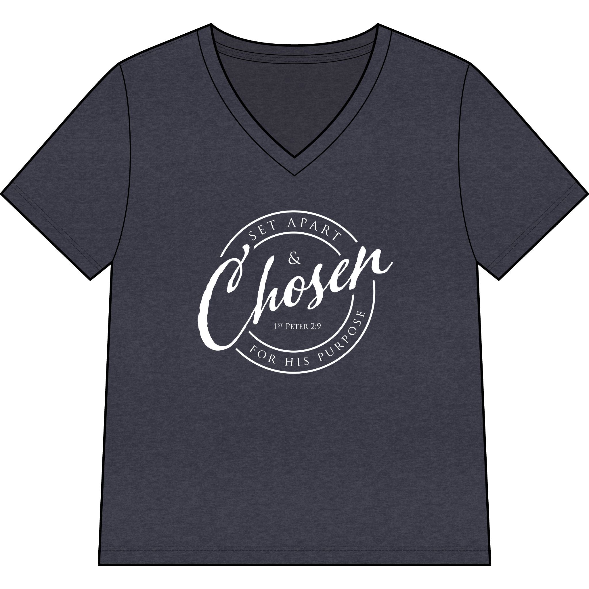 Chosen — WHITE — Christian Women's V-Neck Tee