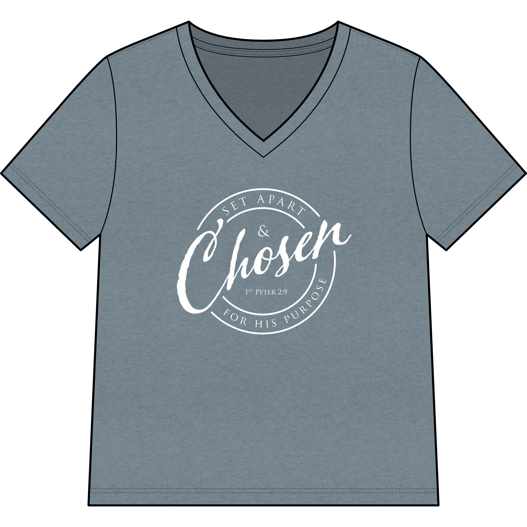 Chosen — WHITE — Christian Women's V-Neck Tee
