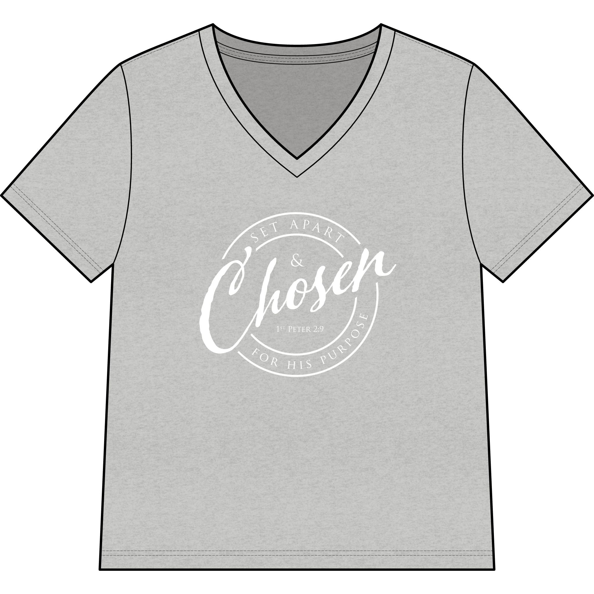 Chosen — WHITE — Christian Women's V-Neck Tee