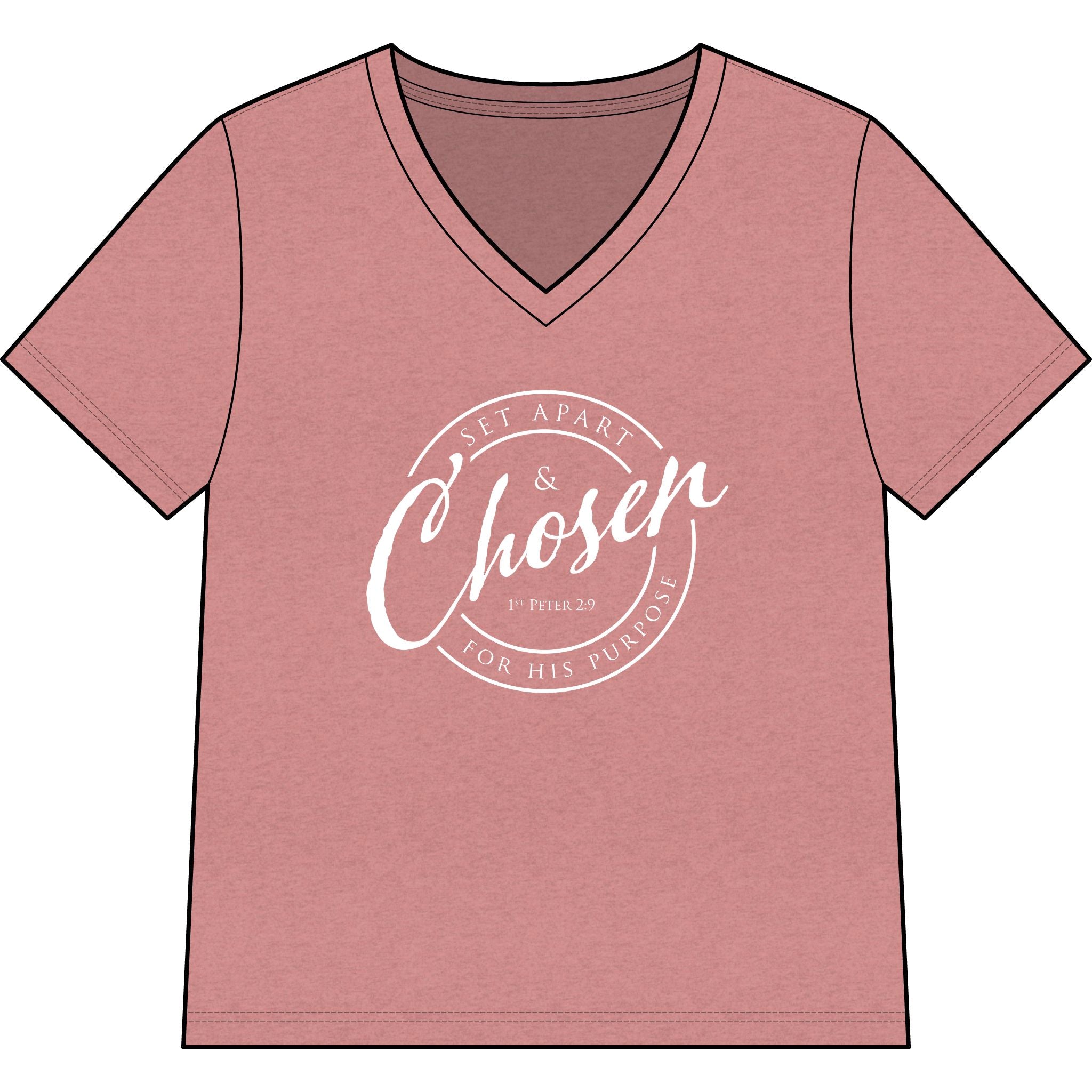 Chosen — WHITE — Christian Women's V-Neck Tee