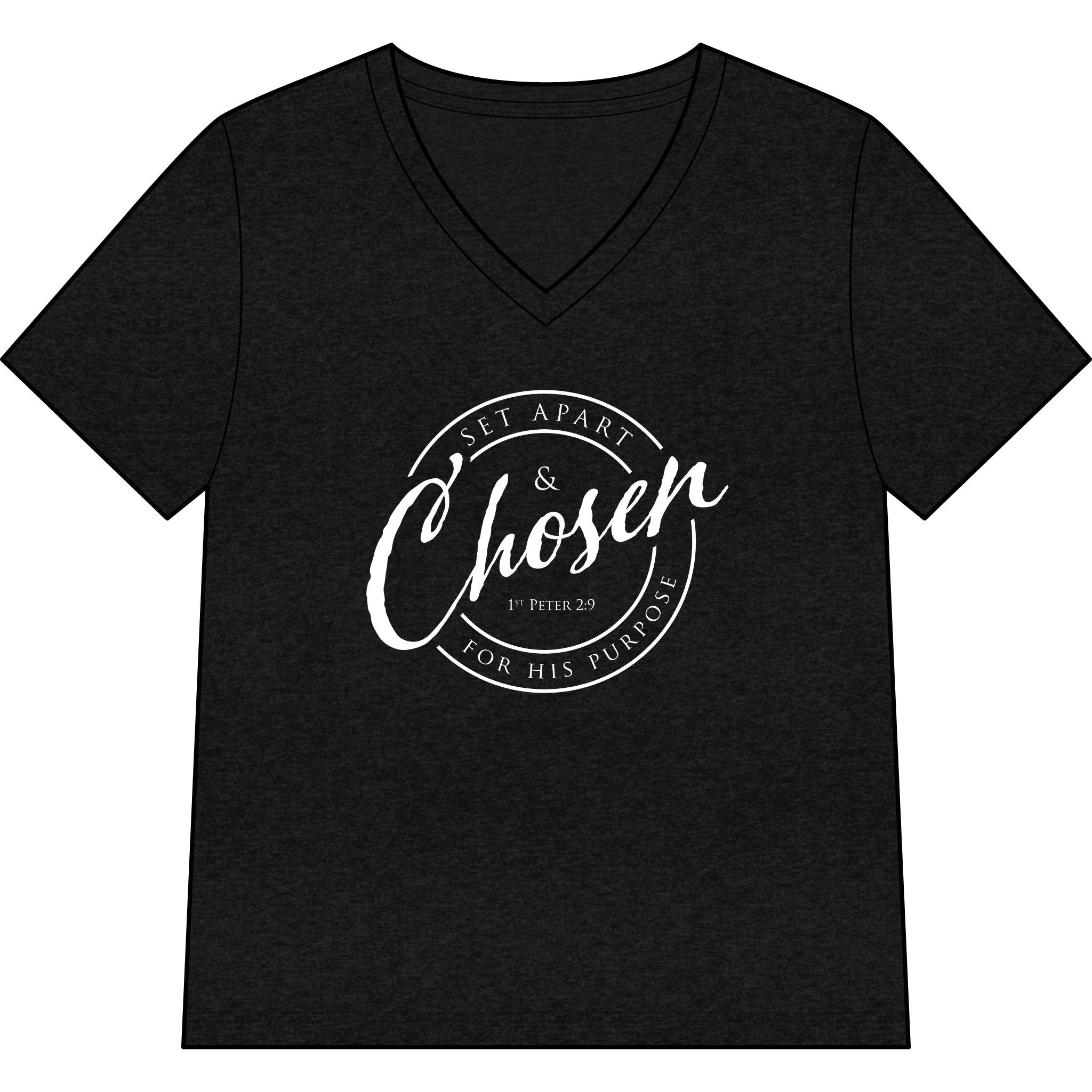 Chosen — WHITE — Christian Women's V-Neck Tee