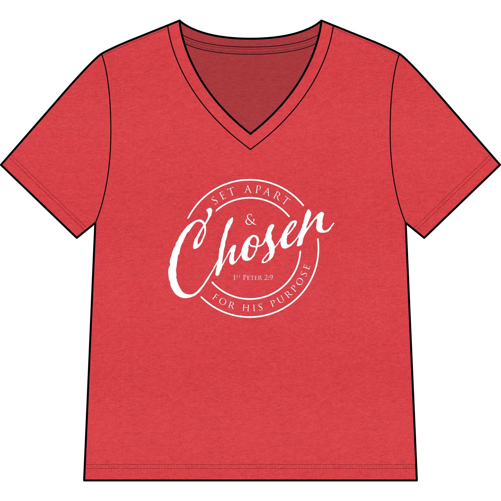 Chosen — WHITE — Christian Women's V-Neck Tee