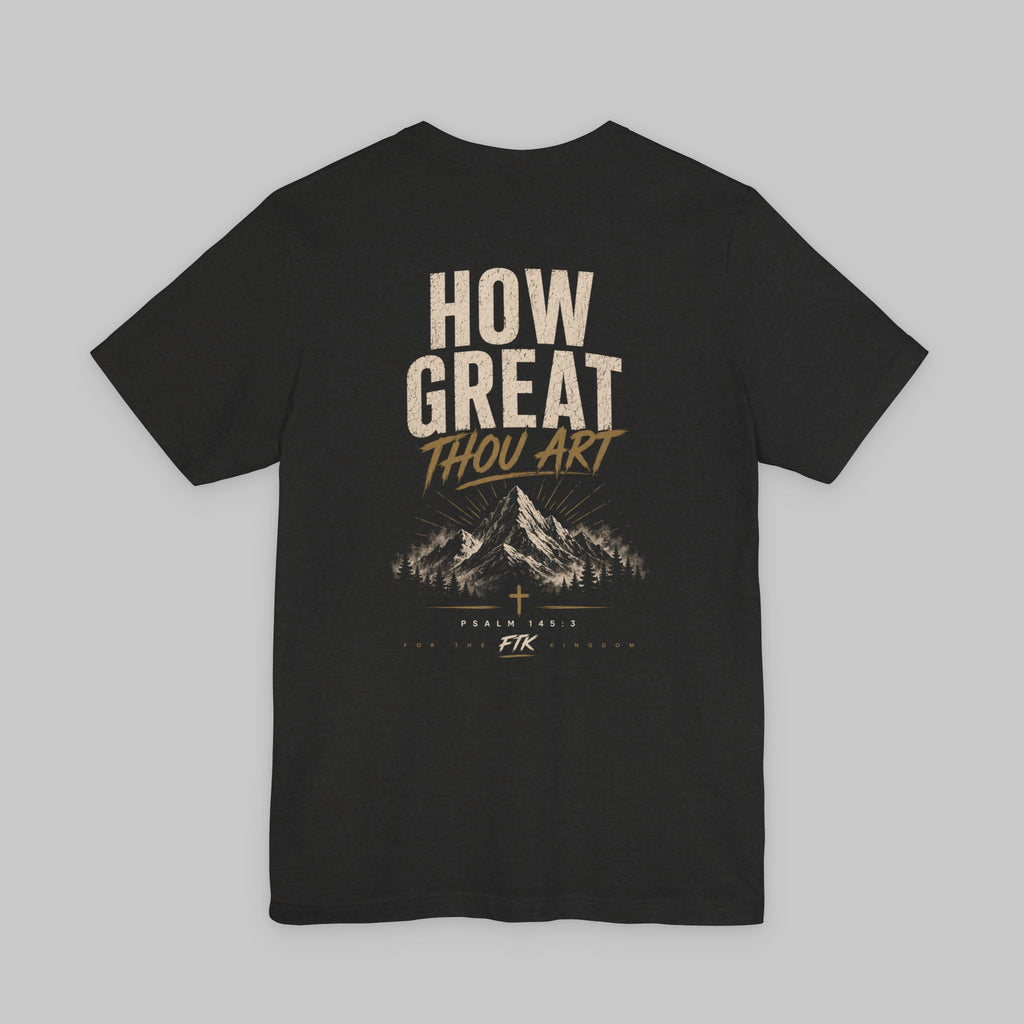 How Great Thou Art T-Shirt — Christian Cross & Mountain Worship Tee