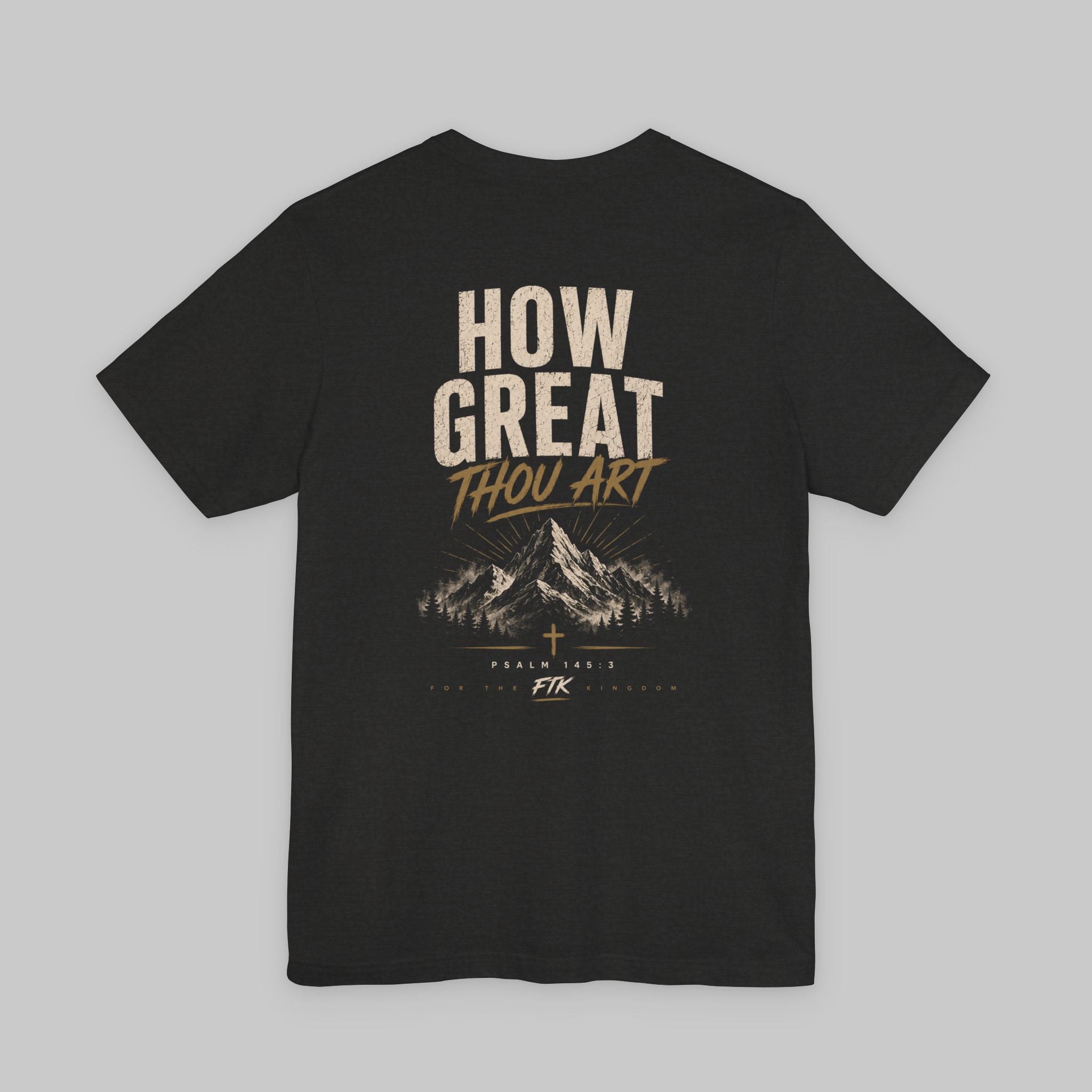 How Great Thou Art T-Shirt — Christian Cross & Mountain Worship Tee
