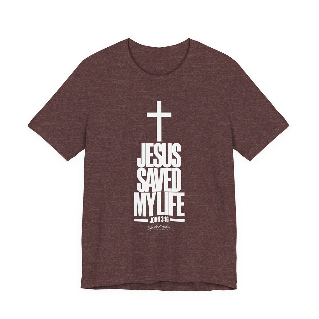 Jesus Saved My Life Light Pallete Tee — Christian Cross Faith Shirt (John 3:16)