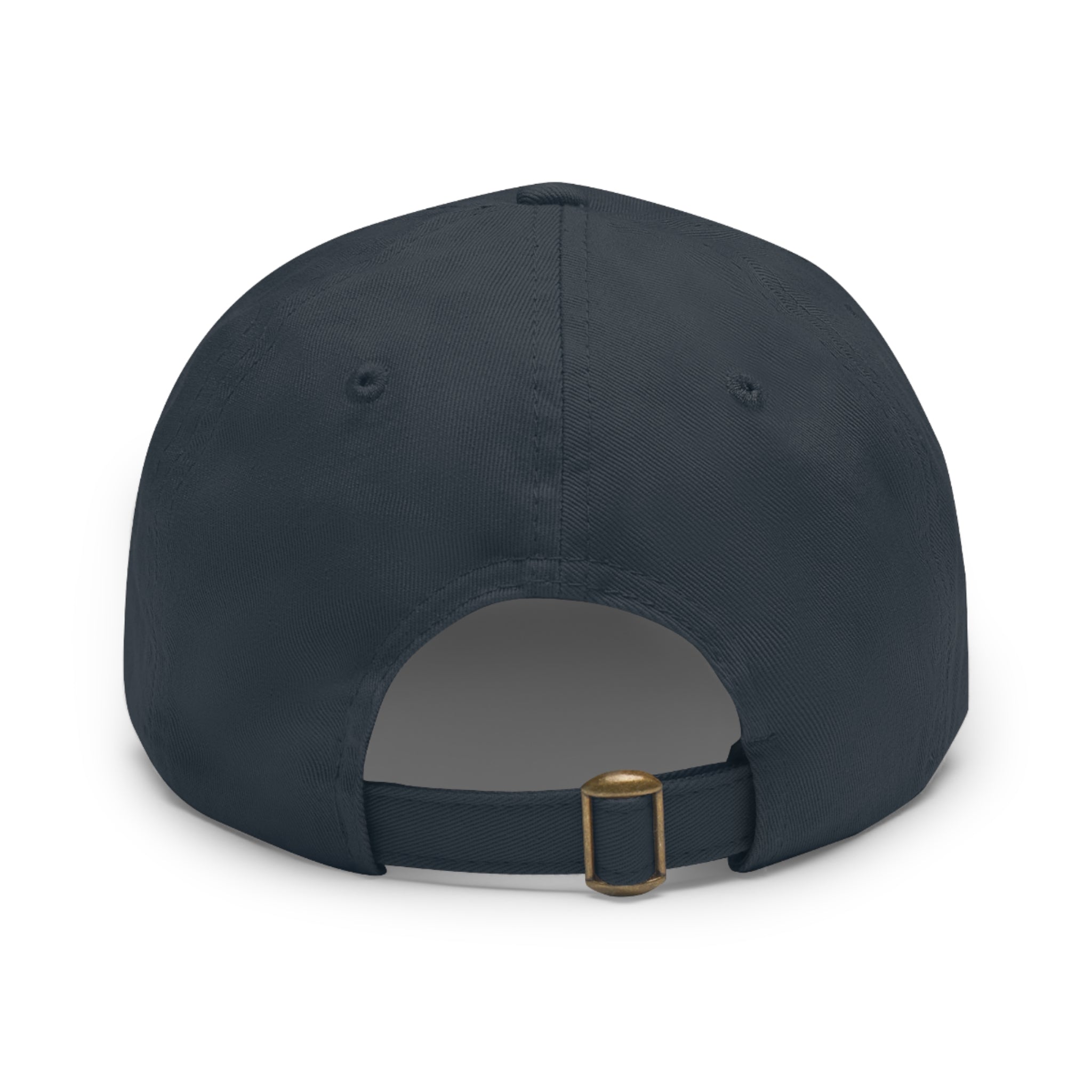 Flame Patch Dad Hat — Leather Round Patch Fire Logo Cap