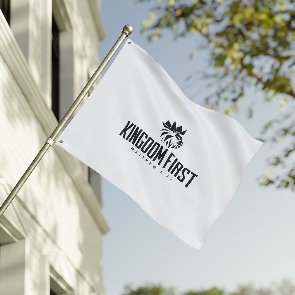 Kingdom First Double-Sided Flag — Matthew 6:33 Inspirational Church Banner