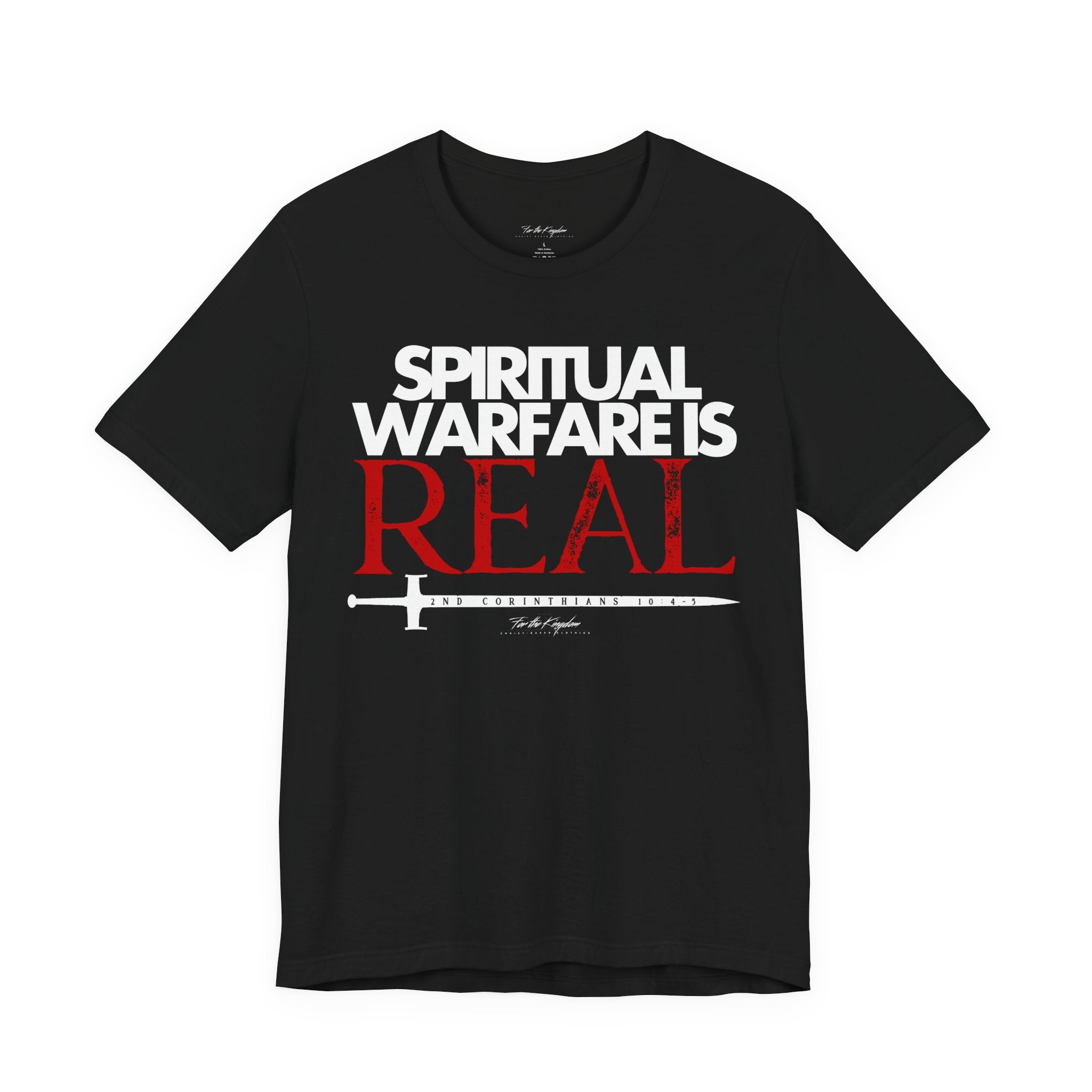 Spiritual Warfare Is Real Light Palette T-Shirt — Christian Faith Tee with Sword Graphic