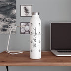 Slim Water Bottle — Black Floral Lion of Judah Pattern Insulated Bottle