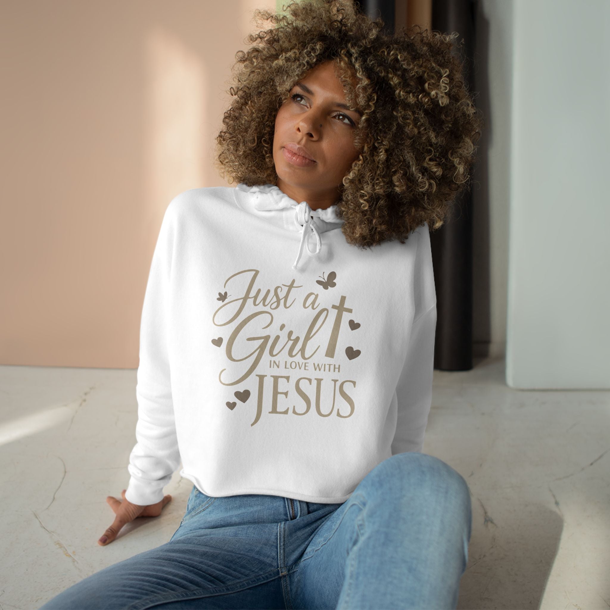 Just a Girl in Love with Jesus - Christian Crop Hoodie