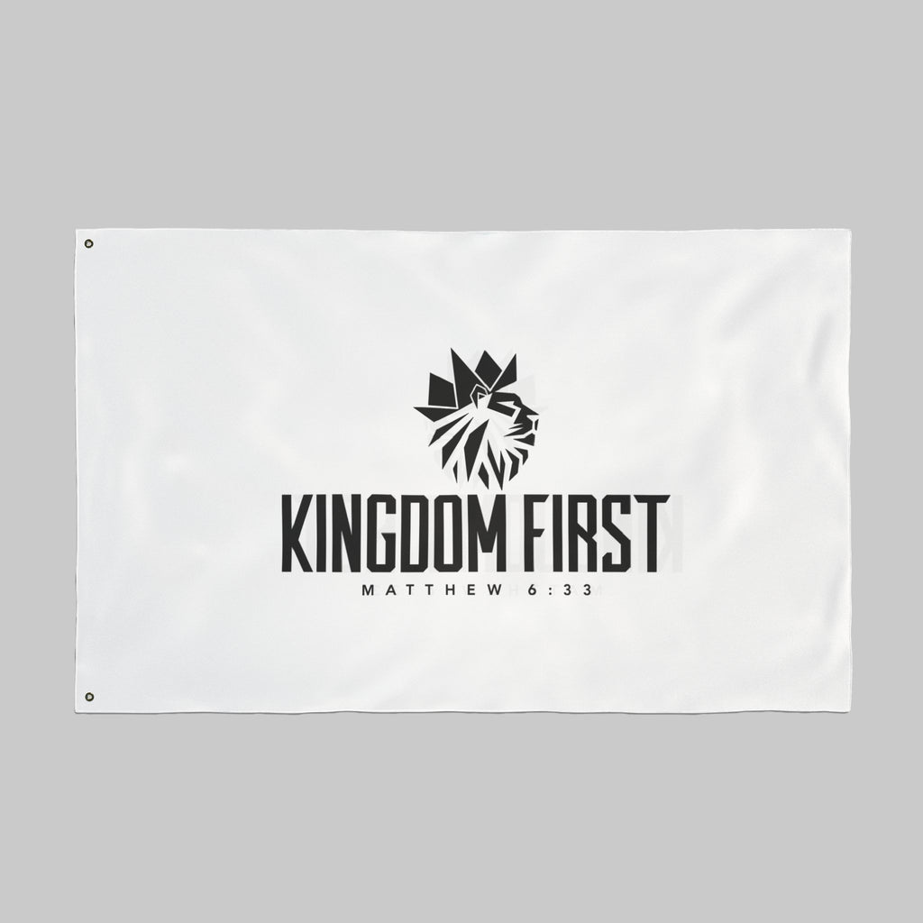 Kingdom First Double-Sided Flag — Matthew 6:33 Inspirational Church Banner