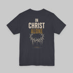 In Christ Alone T-Shirt — Christian Cross & Crown of Thorns Faith Tee