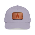 Leather Patch Flame Baseball Cap — Mid Profile Adjustable Hat