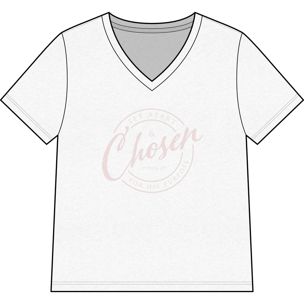 Chosen — Pale Pink — Christian Women's V-Neck Tee