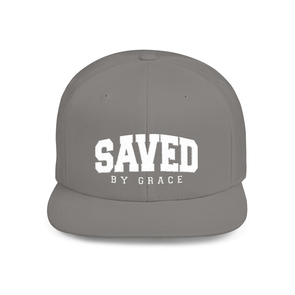 SAVED BY GRACE — Flat Bill Snapback Hat — Bold Faith Statement Cap