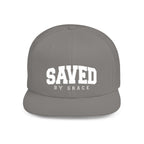 SAVED BY GRACE — Flat Bill Snapback Hat — Bold Faith Statement Cap