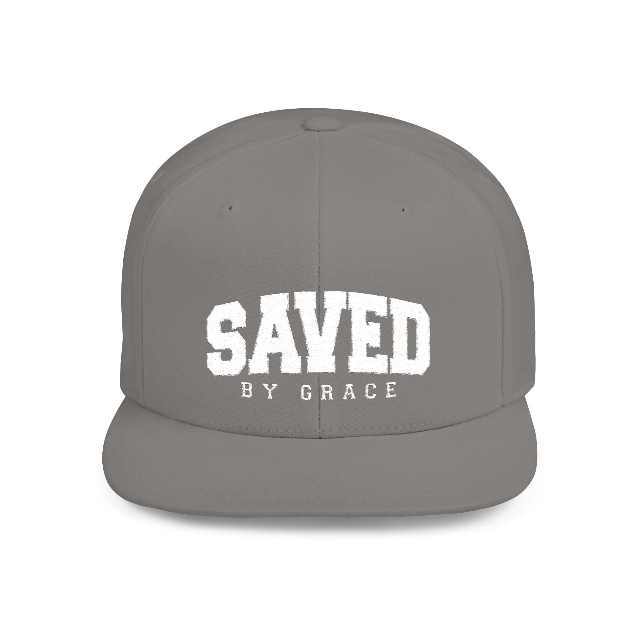 SAVED BY GRACE — Flat Bill Snapback Hat — Bold Faith Statement Cap