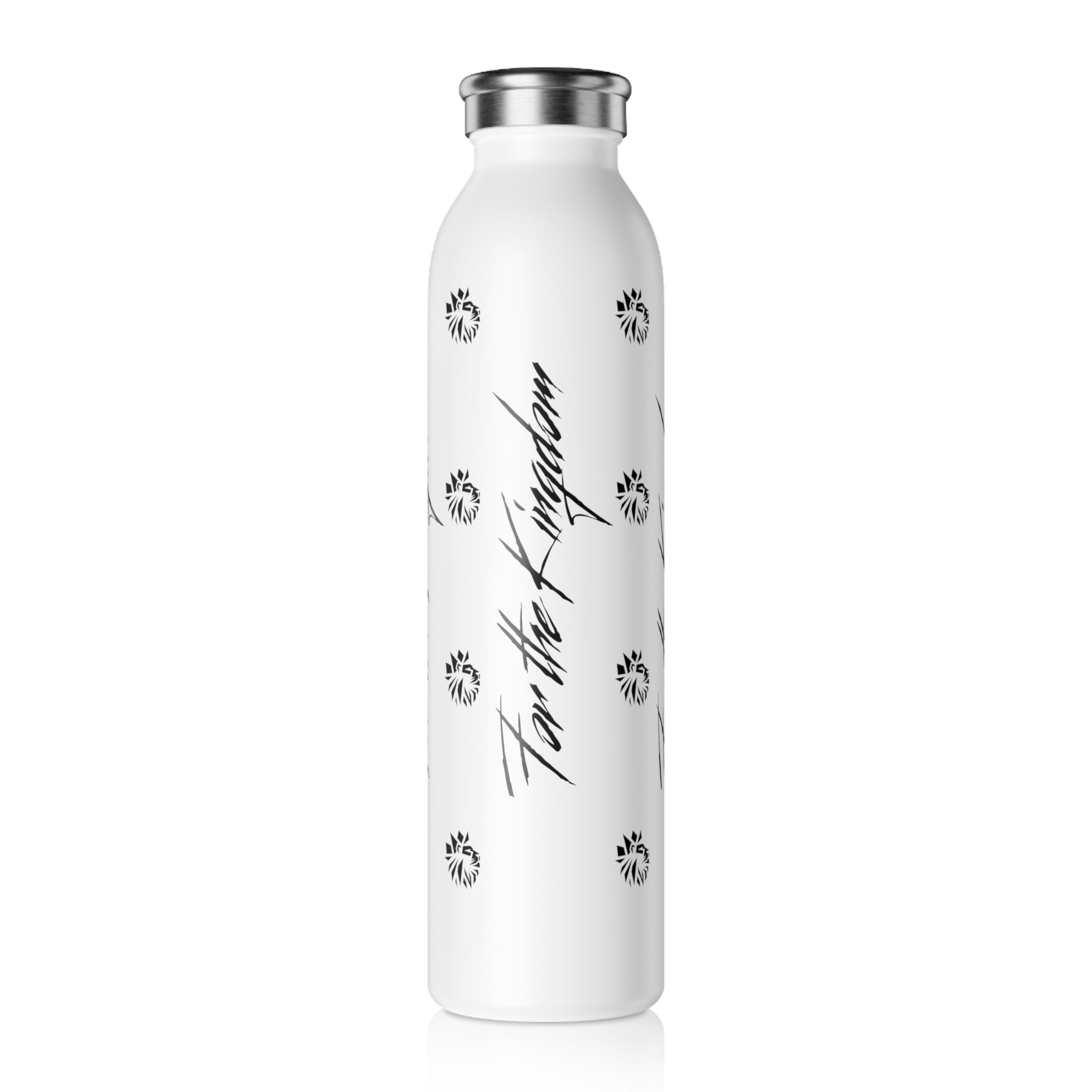 Slim Water Bottle — Black Floral Lion of Judah Pattern Insulated Bottle