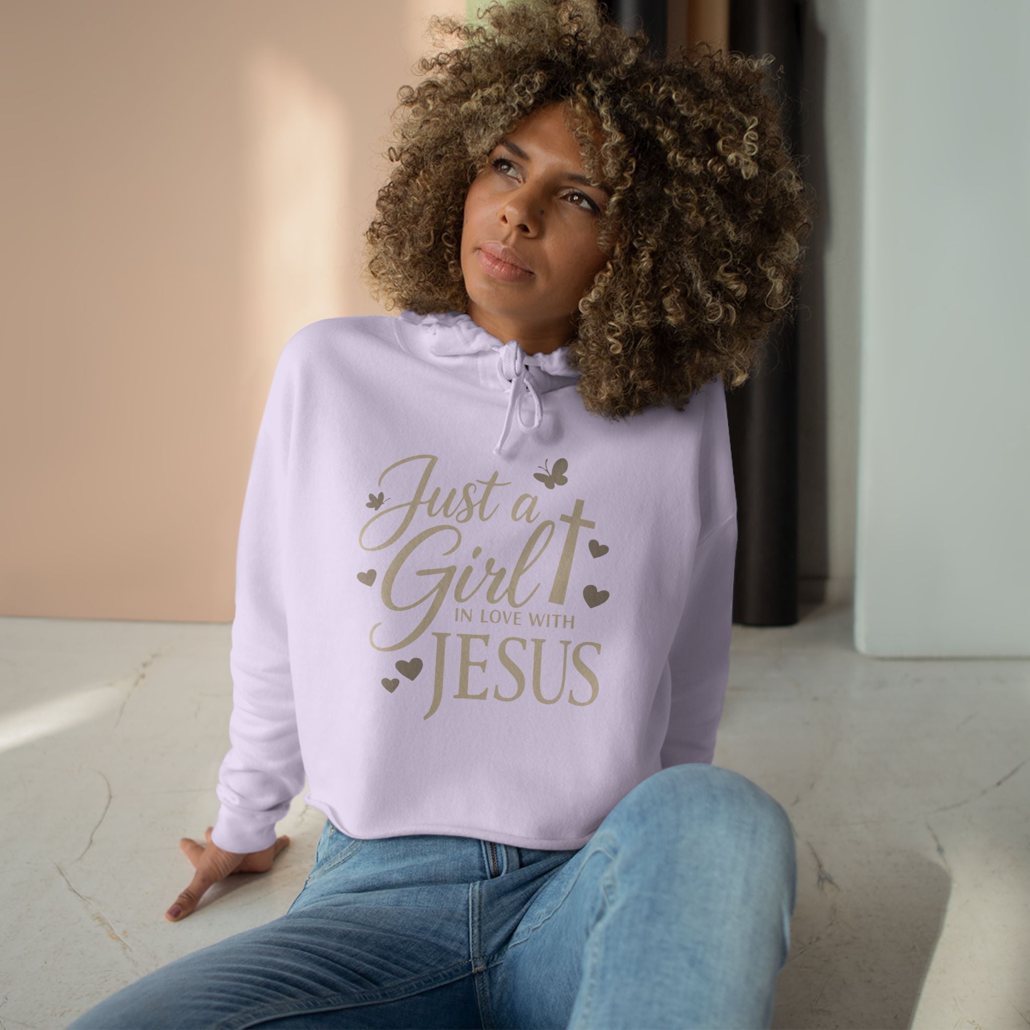 Just a Girl in Love with Jesus - Christian Crop Hoodie