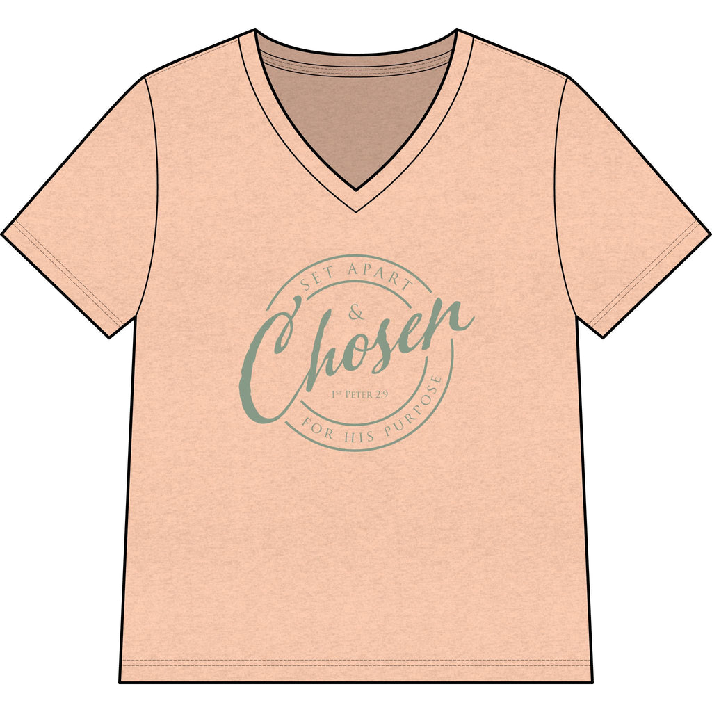 Chosen — SAGE — Christian Women's V-Neck Tee
