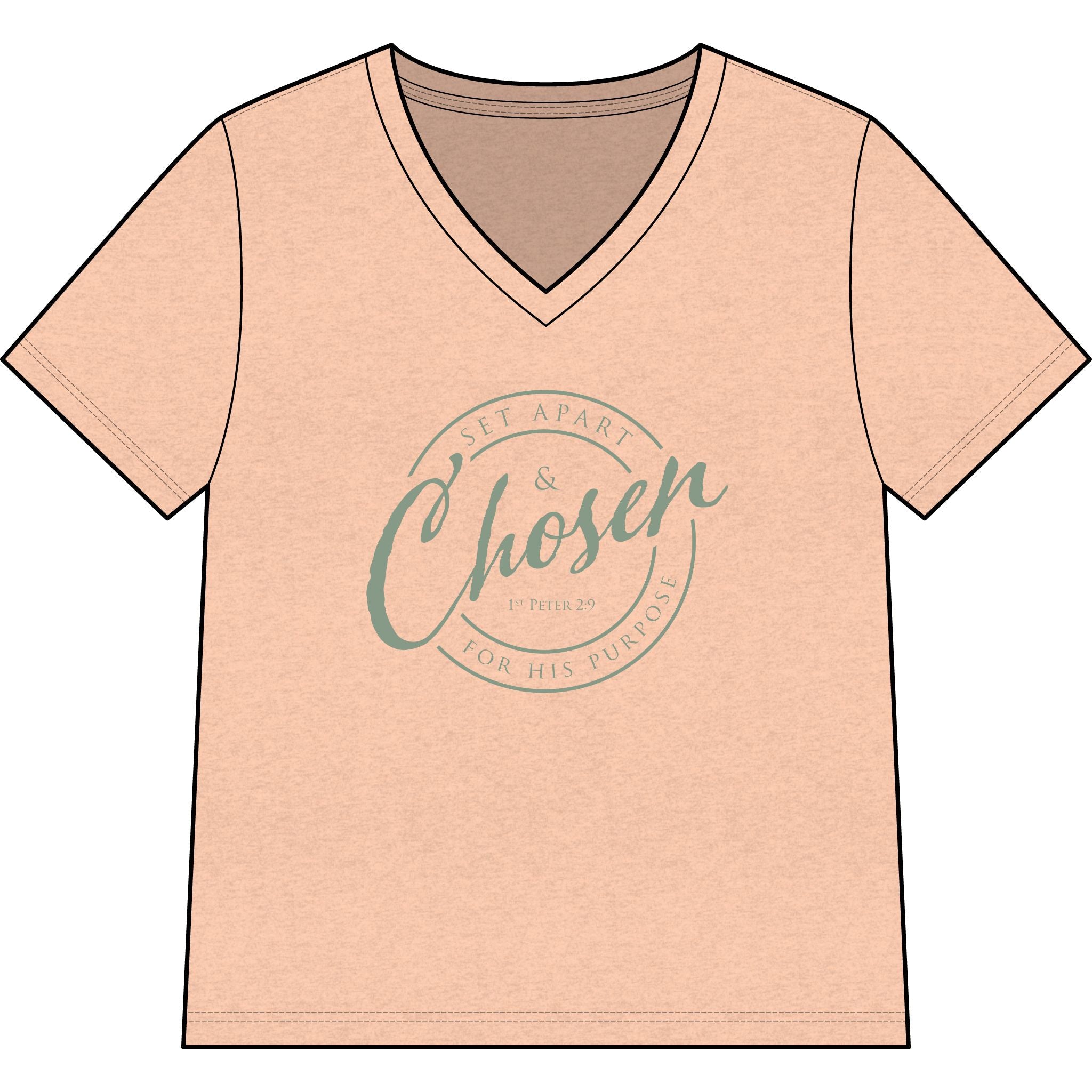 Chosen — SAGE — Christian Women's V-Neck Tee