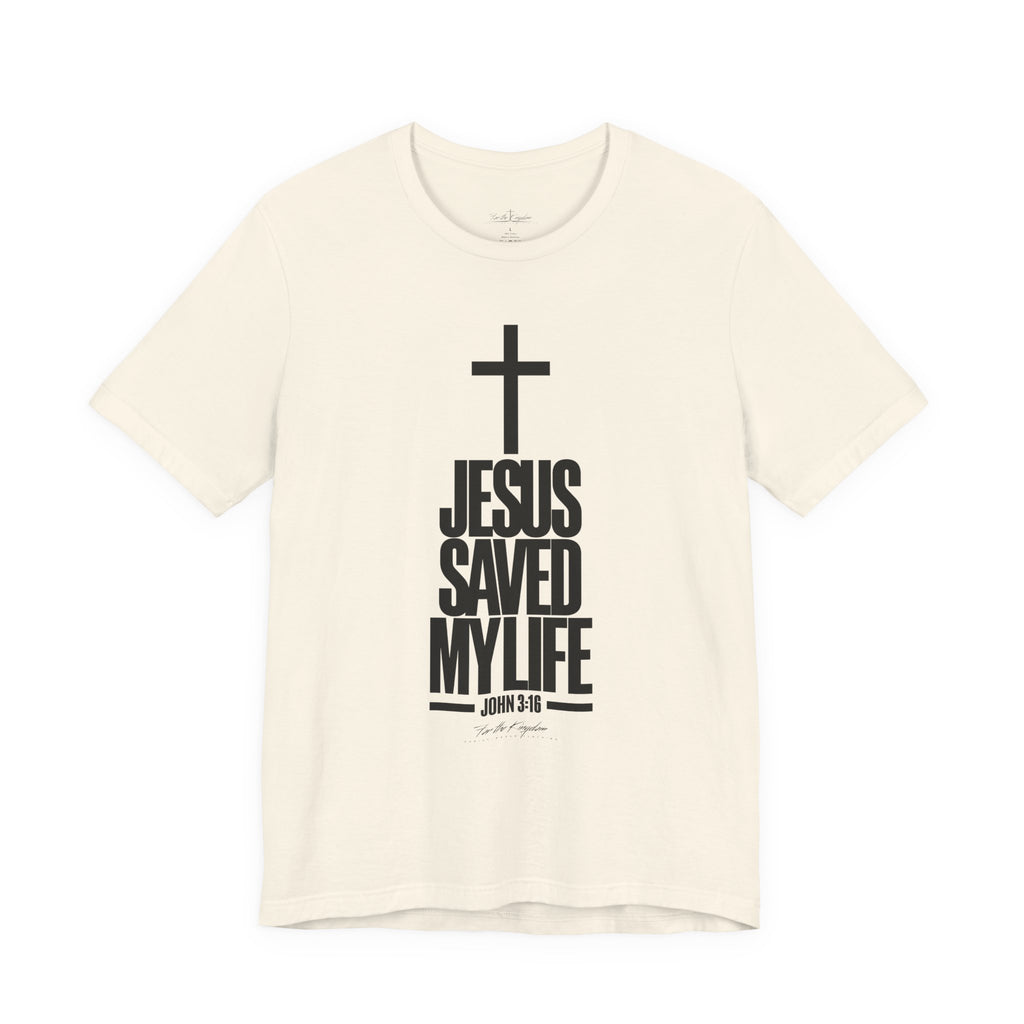 Jesus Saved My Life Dark Pallete Tee — Christian Cross Faith Shirt (John 3:16)