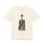 Jesus Saved My Life Dark Pallete Tee — Christian Cross Faith Shirt (John 3:16)