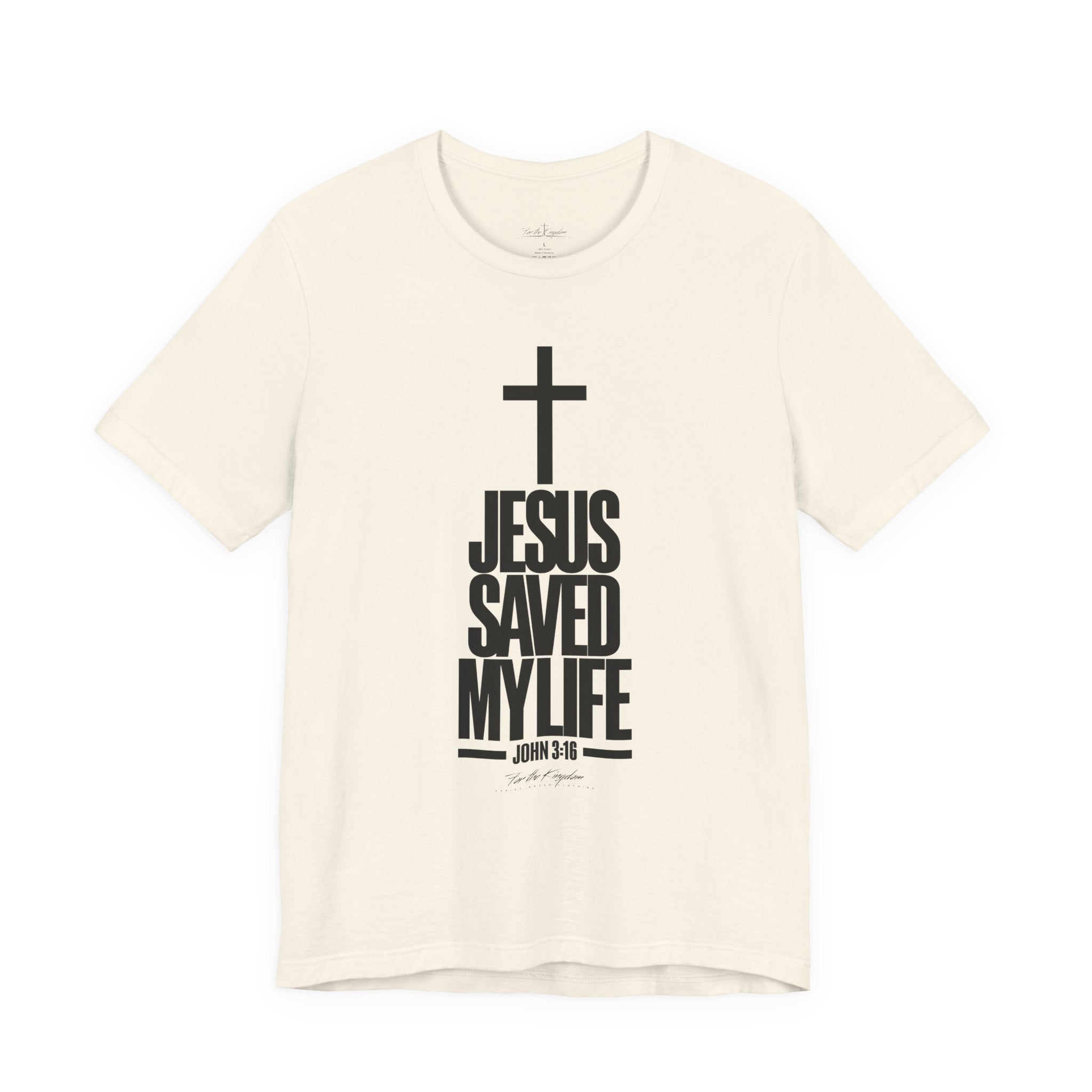 Jesus Saved My Life Dark Pallete Tee — Christian Cross Faith Shirt (John 3:16)