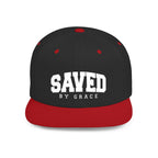 SAVED BY GRACE — Flat Bill Snapback Hat — Bold Faith Statement Cap
