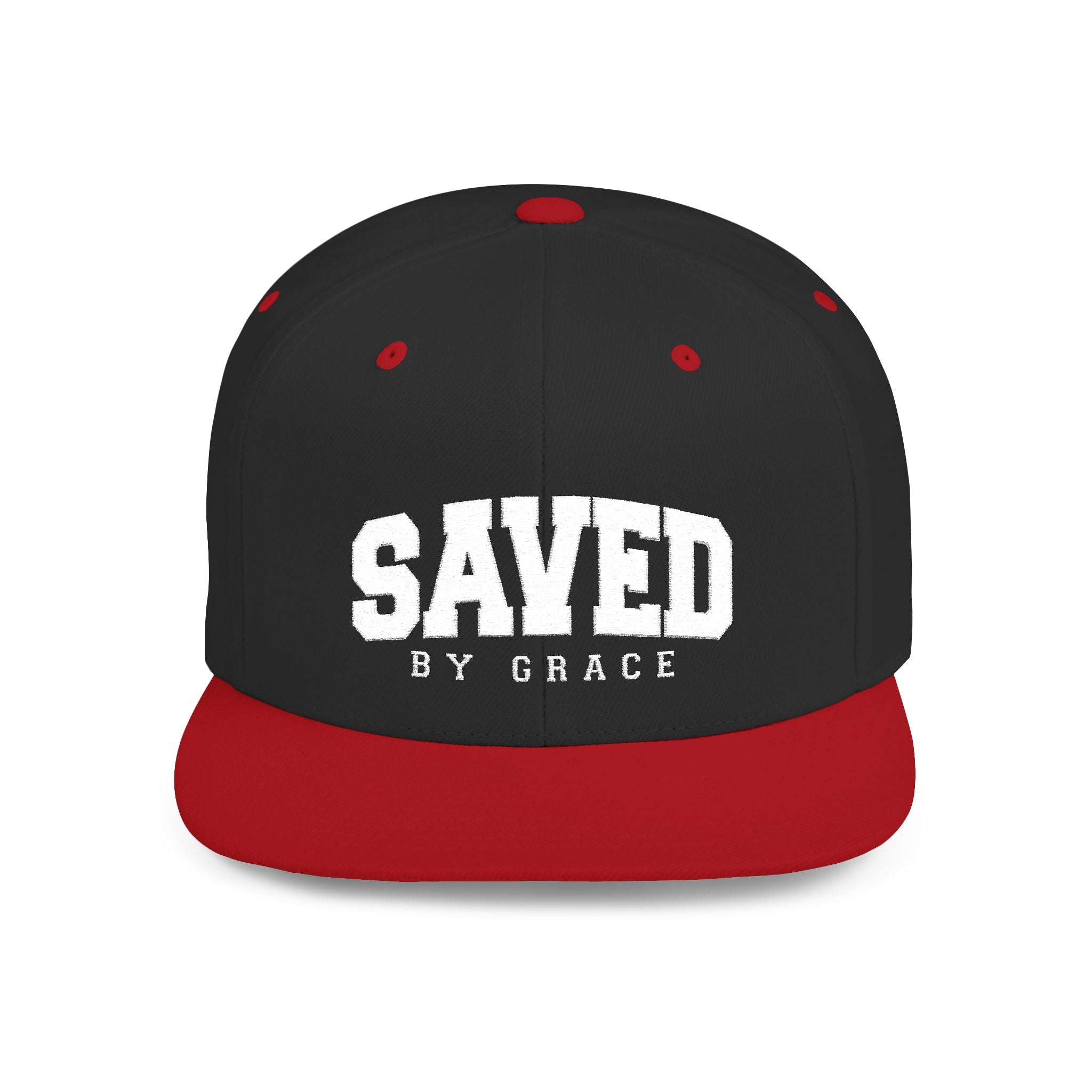 SAVED BY GRACE — Flat Bill Snapback Hat — Bold Faith Statement Cap