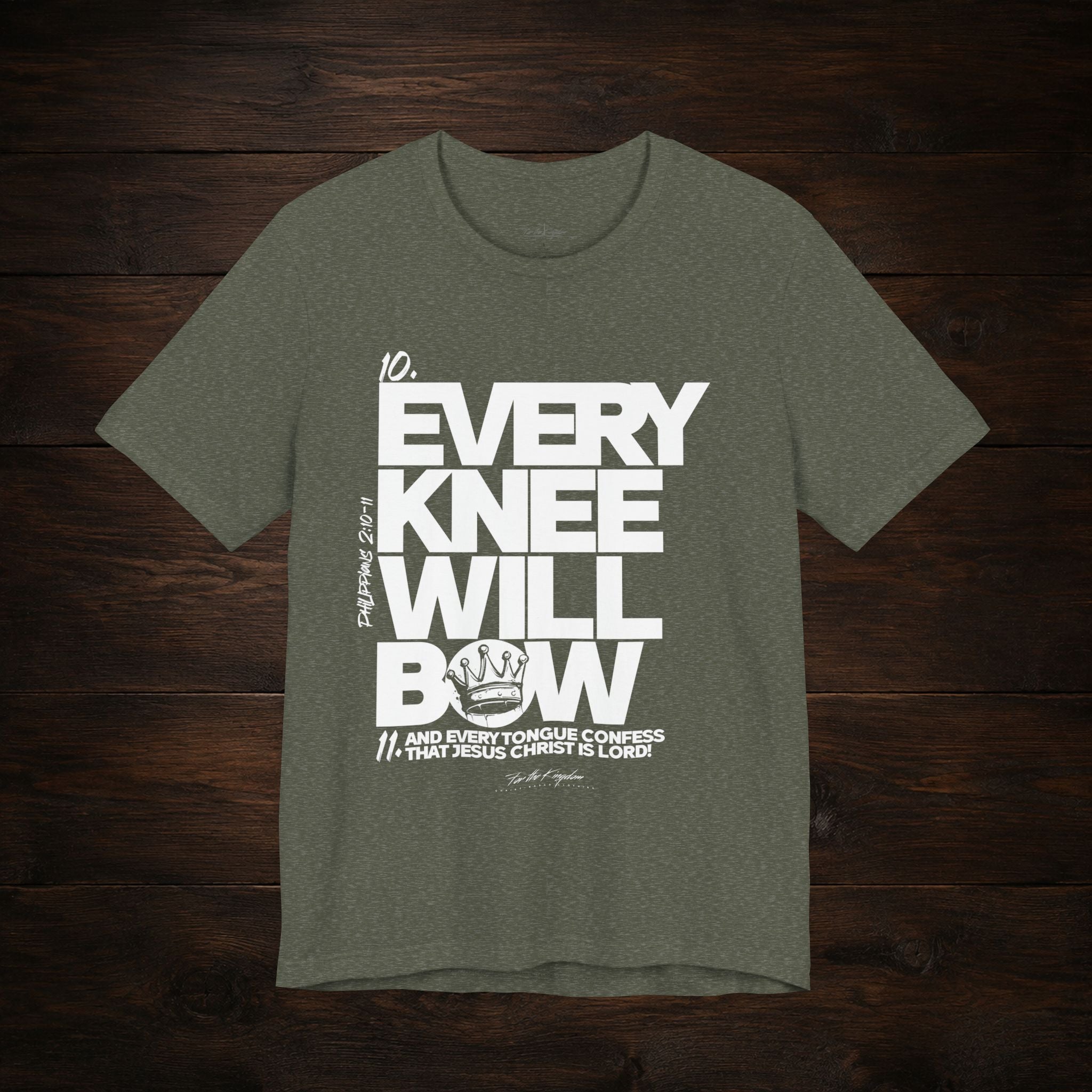 Every Knee Will Bow Light Palette Tee — Christian Faith Graphic T-Shirt